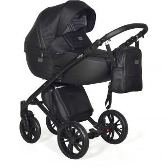 Коляска 2в1 INDIGO PORTO po 08 (черная кожа+черный узор)