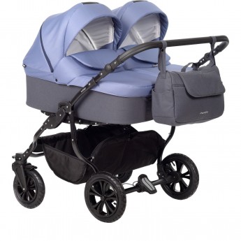 Коляска для двойни INDIGO CHARLOTTE Sity DUO cs 06 (т.серый+сине-серый)