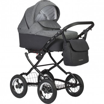 Коляска INDIGO CHARLOTTE SITY CLASSIC 12" 2 в 1 / Cs 04 (черный+т.серый)