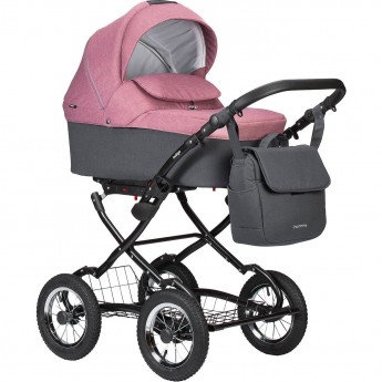 Коляска INDIGO CHARLOTTE SITY CLASSIC 12" 2 в 1 / Cs 07 (т.серый+т.розовый)