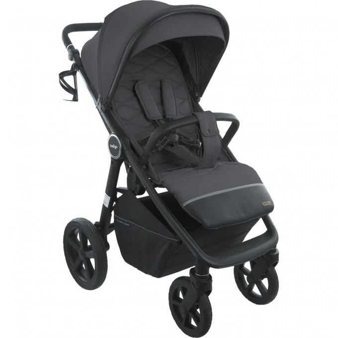 Коляска прогулочная INDIGO BABY CORSA всесезонная складная, графит 4627183287453