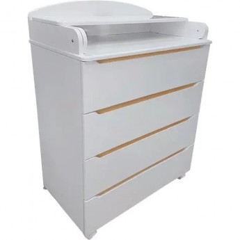 Пеленальный комод INDIGO STYLE 800/4 МДФ с широким столик / белый-натуральный